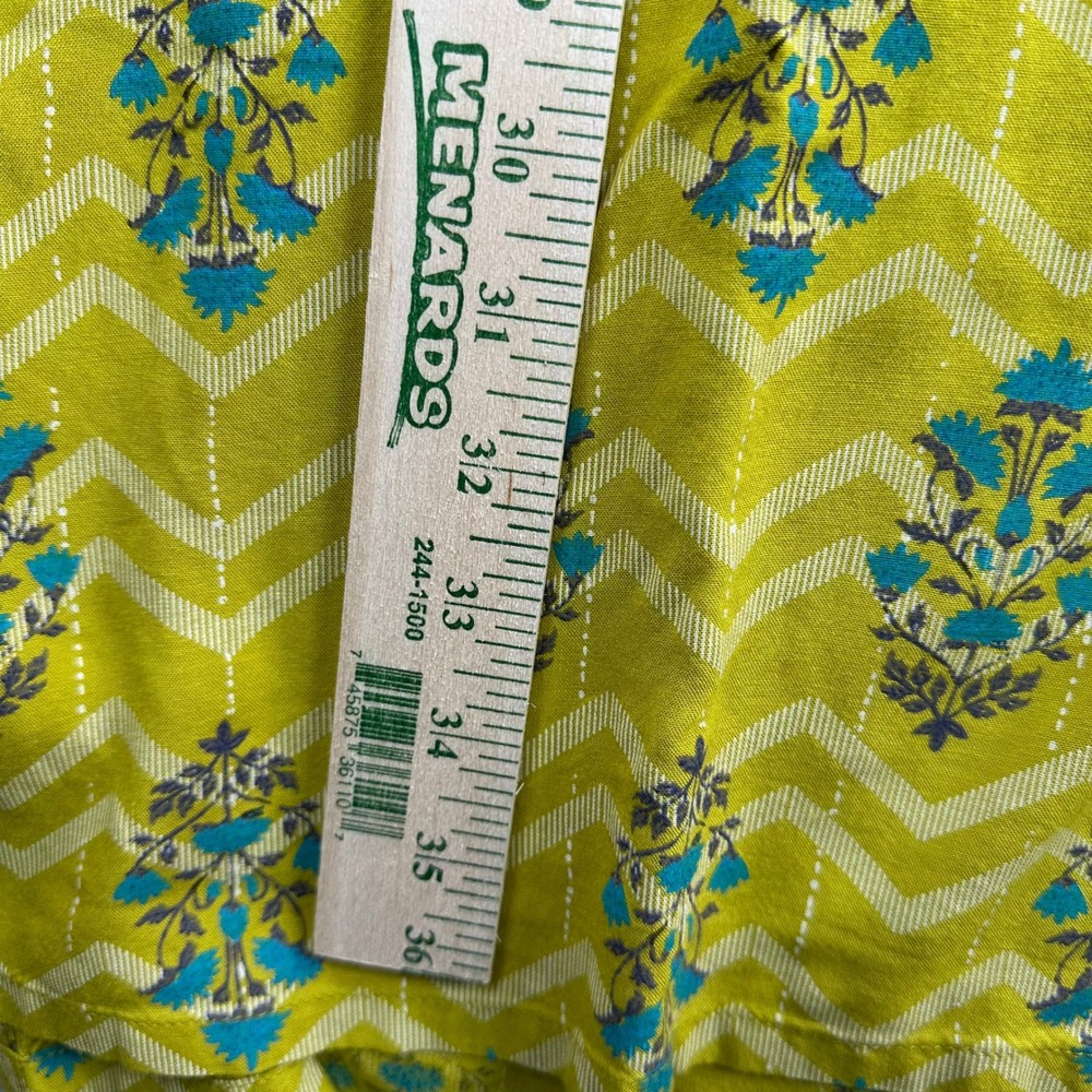 Avaasa Yellow Floral Chevron Kurti Tunic Dress XXL Lagenlook Roll Sleeve Boho - Picture 7 of 16